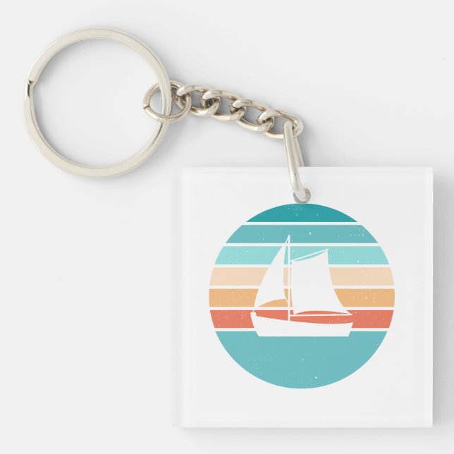 Porte-clefs Retro Sunset Effet Perdu + Voilier (Devant)