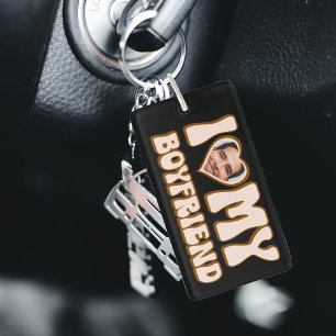 Porte-clefs Retro Valentine Heart Photo I Love My Boyfriend