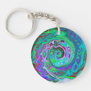 Porte-clefs Retro Vert, Rouge et Magenta Abstrait Super