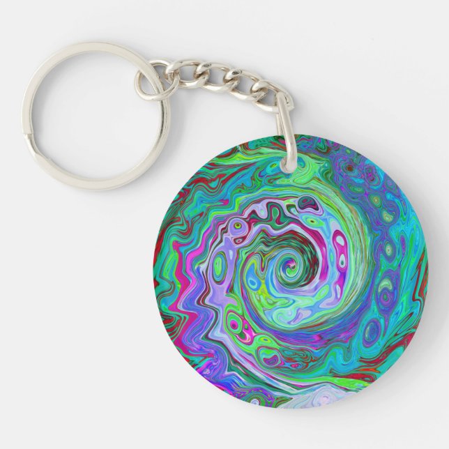 Porte-clefs Retro Vert, Rouge et Magenta Abstrait Super (Devant)