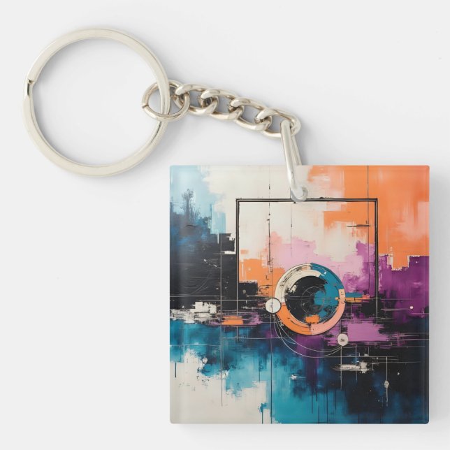 Porte-clefs Retro Wave Design 04 - Porte - clé (Devant)