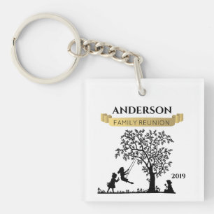 Porte-clefs Réunion de famille personnalisée élégante noir et 