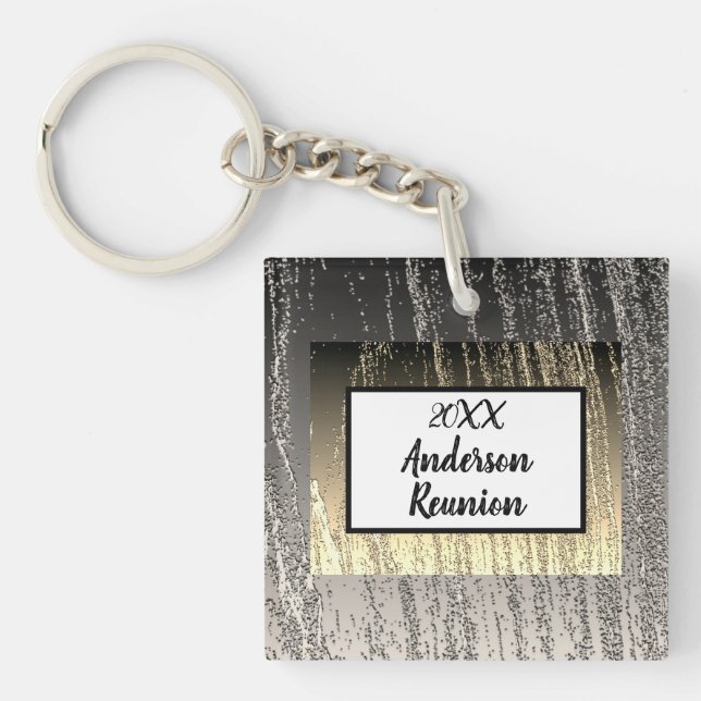 Porte-clefs Reunion Gilittery Argent et Or Stripes Memento (Devant)