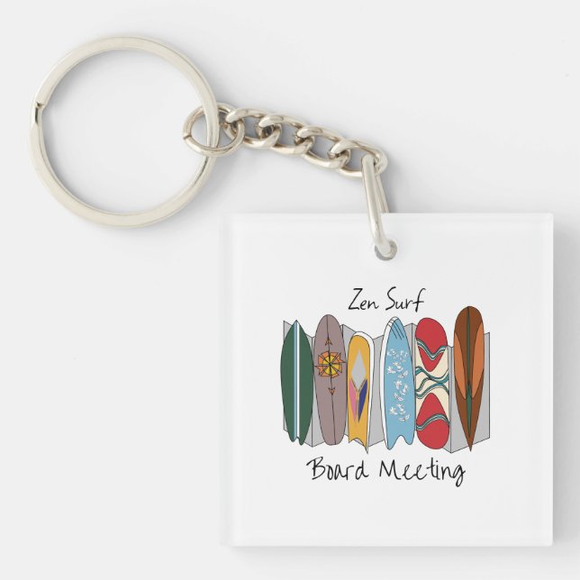 Porte-clefs Réunion Zen Planche de Surf (Devant)