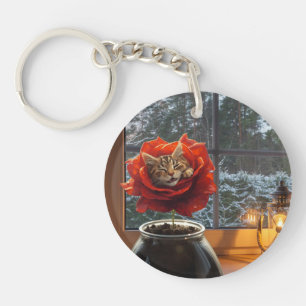 Porte-clefs Rêve de chat rose