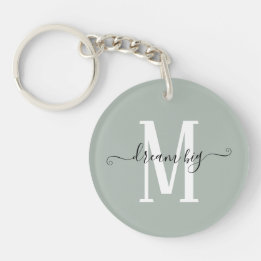 Porte-clefs Rêve Inspirationnel Gros Monogramme Sage initial