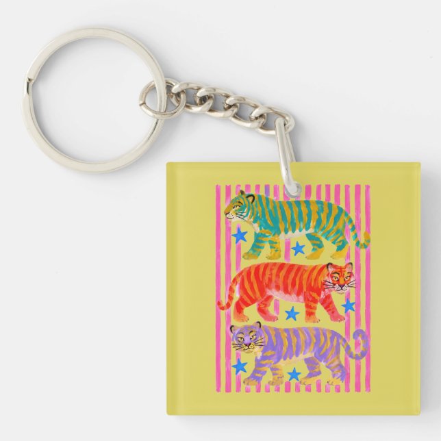 Porte-clefs rêves de tigre arc-en-ciel (Devant)