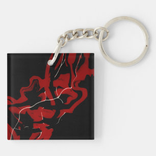 Porte-clefs Rêves et cauchemars abstraits Art fluide rouge noi