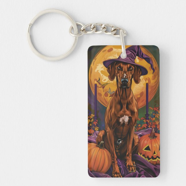 Porte-clefs Rhodesian Ridgeback Chien Halloween sorcier Citrou (Devant)