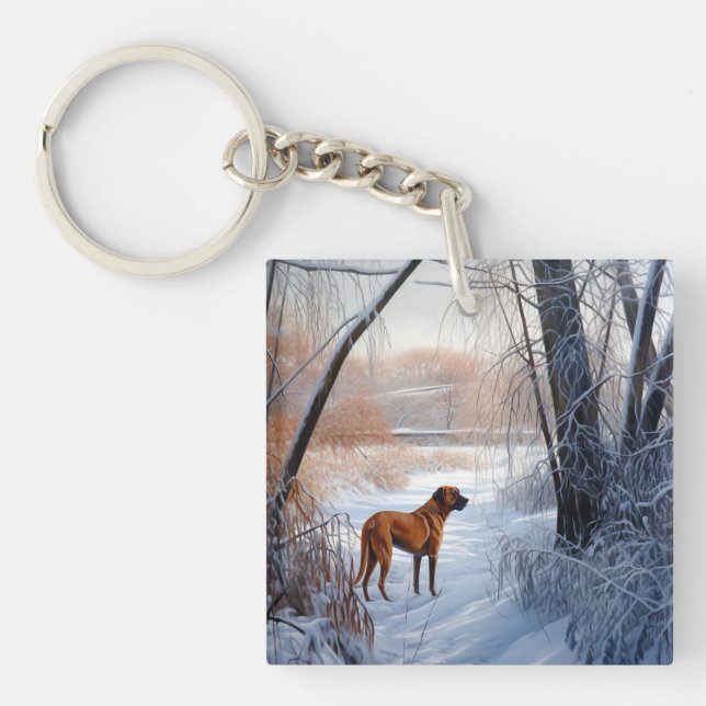 Porte-clefs Rhodesian Ridgeback Laisser Neige Noël (Devant)