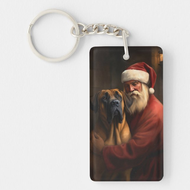 Porte-clefs Rhodesian Ridgeback Père Noël Noël Festif (Devant)