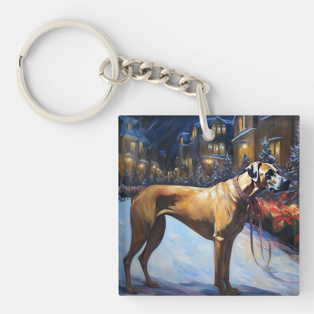 Porte-clefs Rhodésien Ridgeback période de Noël festive (Devant)