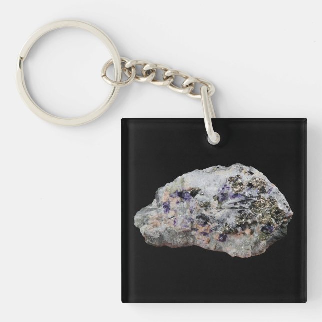 Porte-clefs Rhodochrosite Pyrite Fluorite Tourmaline (Devant)