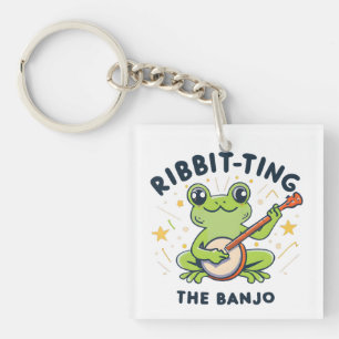 Porte-clefs Ribbit-ting Banjo, Cute Frog Jouer de la musique