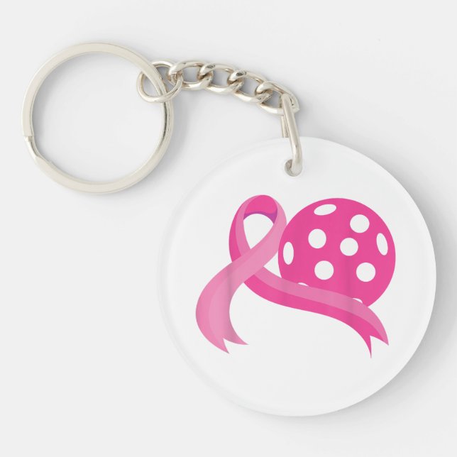 Porte-clefs Ribbon Coeur Rose Cute Pickleball Cancer du sein A (Devant)