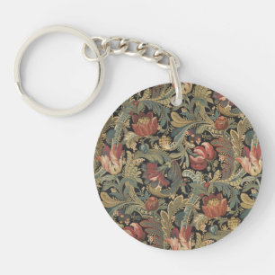 Porte-clefs Riche brocart de tapisserie florale antique victor