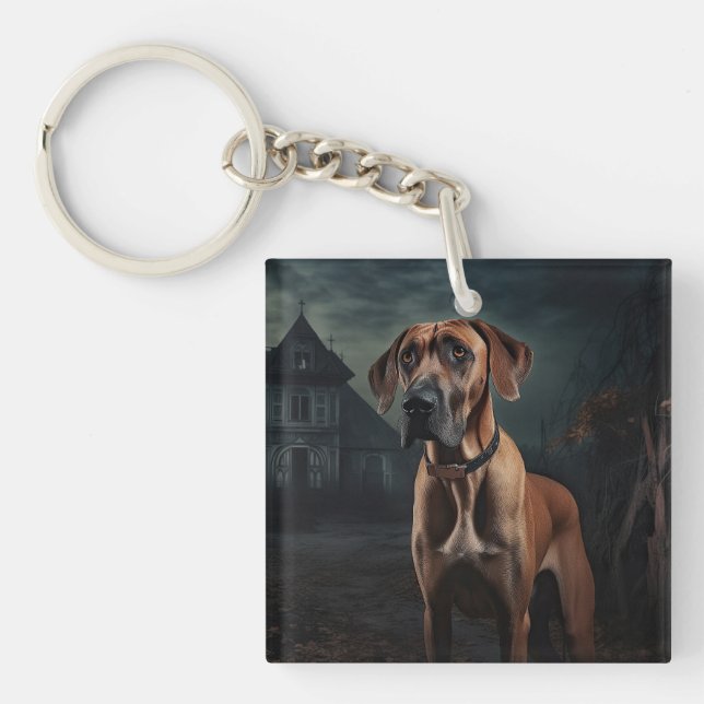 Porte-clefs Ridgeback rhodésien Halloween Épouvantable (Devant)