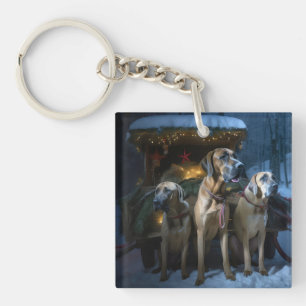 Porte-clefs Ridgeback Rhodésien Traîneau de Neige Décor de Noë