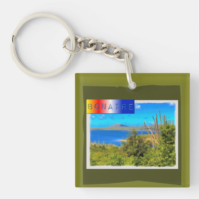 Porte-clefs Rincon, Aquarelle de Bonaire (Devant)