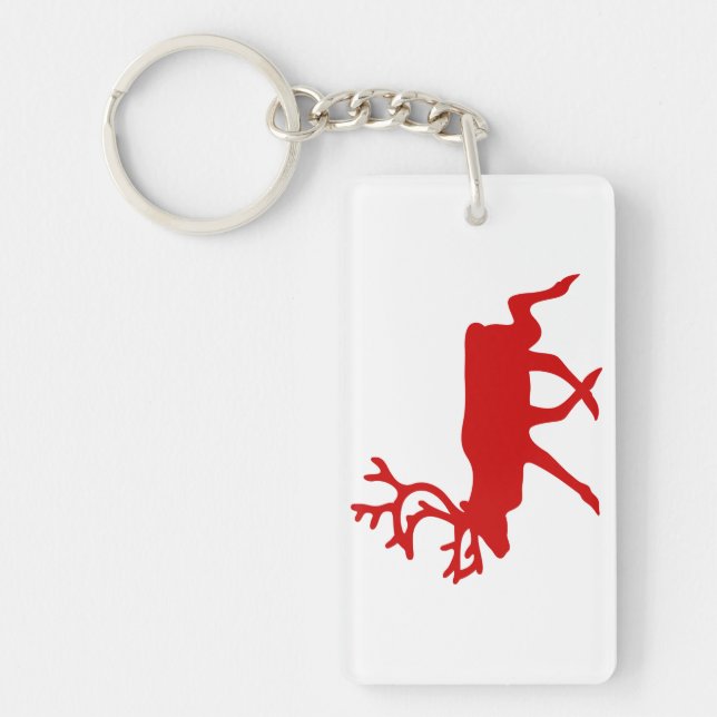 Porte-clefs Rindeer rouge / Silhouette caribou (Devant)