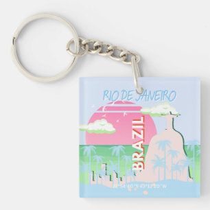 Porte-clefs Rio de Janeiro Brésil Voyage Art Blue Illustration