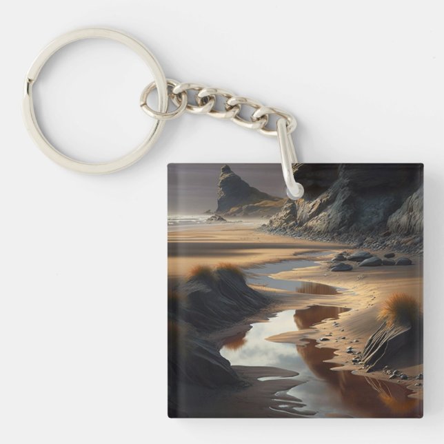 Porte-clefs Rivage au coucher du soleil (Devant)