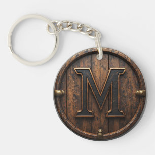 Porte-clefs Rivet en laiton emblème en bois monogramme M 🔑