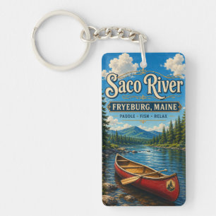 Porte-clefs Rivière Saco Fryeburg Maine Rectangle Acrylique