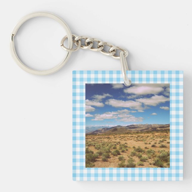 Porte-clefs Road Trip Photos Baby Blue Gingham (Devant)