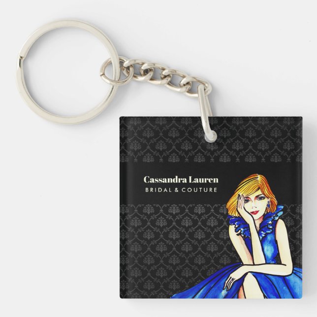 Porte-clefs Robe de cocktail bleu royal foncé de mariage en da (Devant)