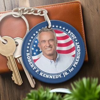 Porte-clefs Robert F Kennedy JR RFK photo et drapeau 2024
