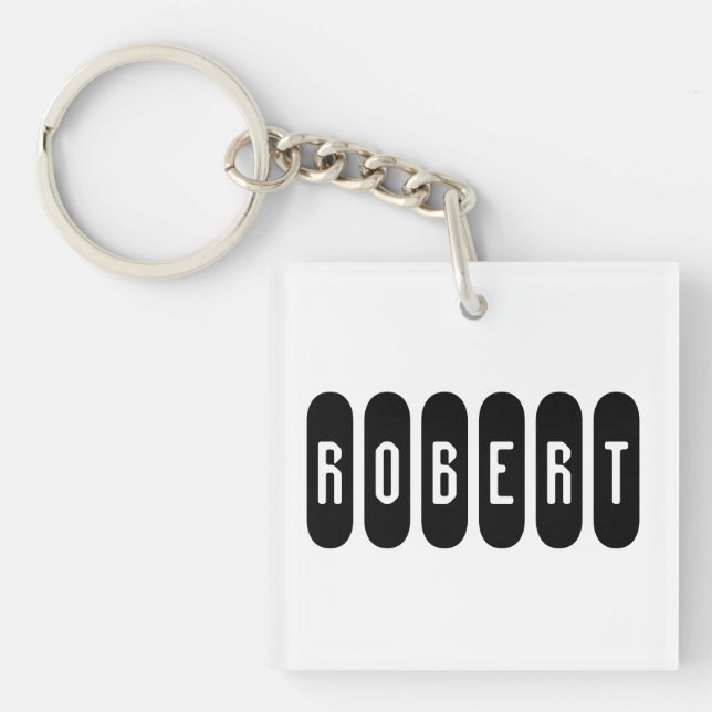 Porte-clefs Robert Mens Nom en noir n blanc, (Devant)