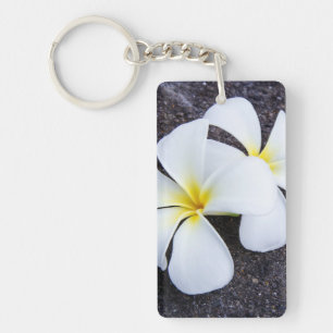 Porte-clefs Roche florale de lave de Plumeria de Frangipani