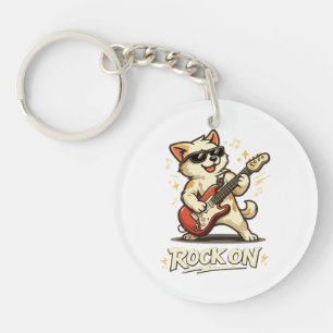 Porte-clefs Rock On Guitare Chien Drôle Rock Musique