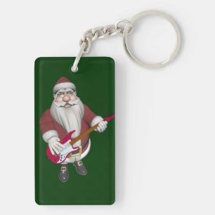 Porte-clefs Rock Star Père Noël avec guitare électrique rouge