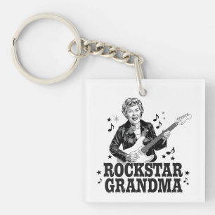 Porte-clefs Rockstar Grandma - Design musical amusant et rétro