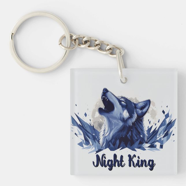 Porte-clefs Roi de la Nuit - Loup hurlant avec Lune (Devant)