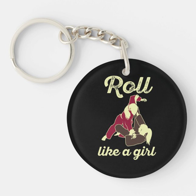 Porte-clefs Roll Like a Girl Brazil Jiu Jitsu BJJ (Devant)