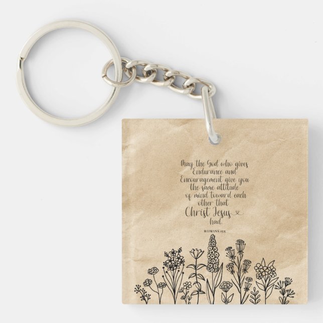 Porte-clefs Romains 15:5 Image de verset biblique chrétien (Devant)