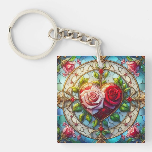 Porte-clefs Romance en verre tendu (Devant)