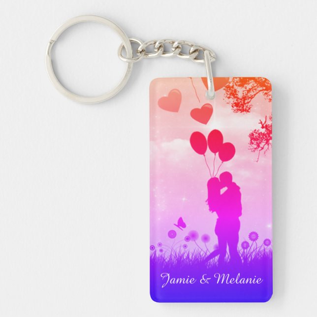 Porte-clefs Romantic Couple Silhouette Love Art Personalised (Devant)