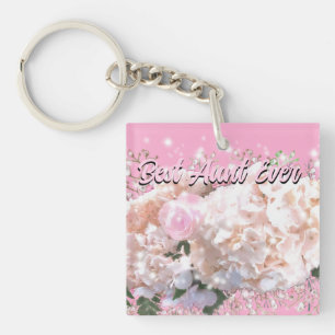 Porte-clefs Romantic white lace hydrangeas pink roses Aunt