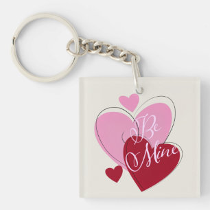 Porte-clefs Romantique Be Mine Coeurs Valentine Double-Côté