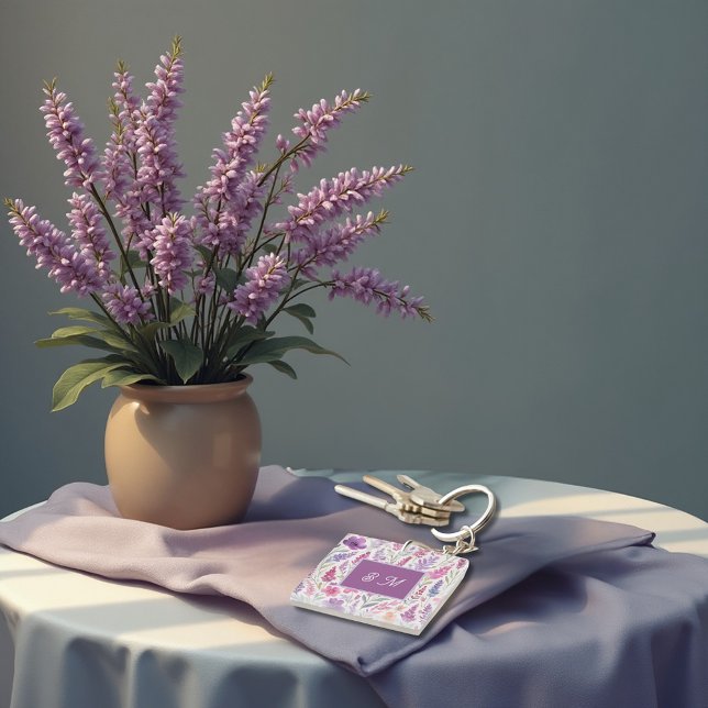 Porte-clefs Romantique lila rose pastel Botanique prés de prin (Créateur téléchargé)