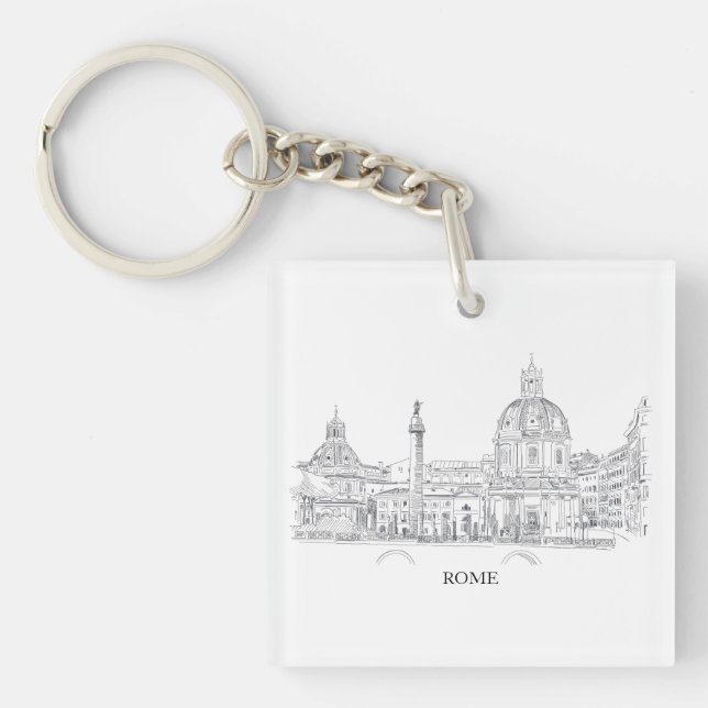 Porte-clefs Rome Italie City Architecture Stylo et dessin d'en (Devant)