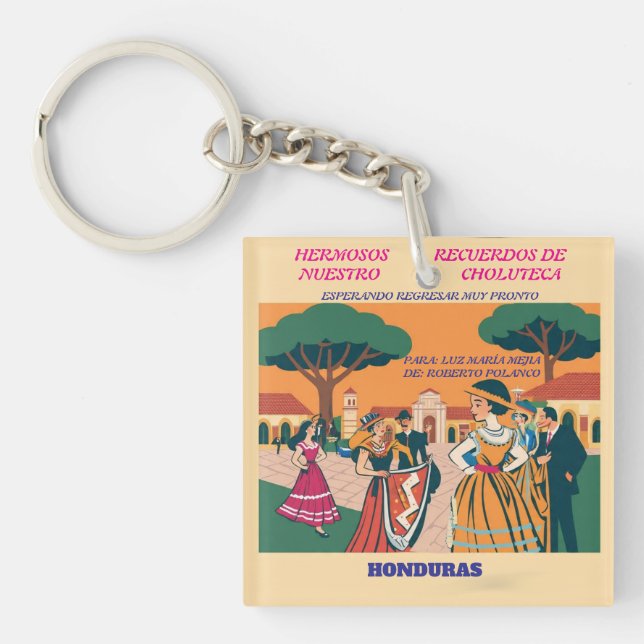 Porte-clefs Rompecabezas  Honduras CHOLUTECA Retro poster (Devant)