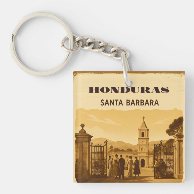 Porte-clefs Rompecabezas  Honduras Santa Barbara Retro poster (Devant)