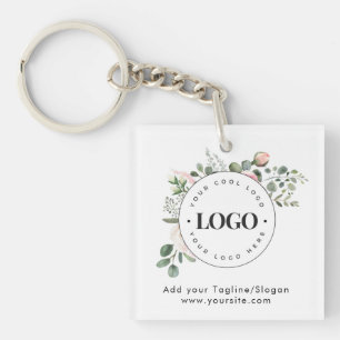 Porte-clefs Rond Cercle Custom Company Logo Floral Green