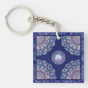 Porte-clefs rosace bleue