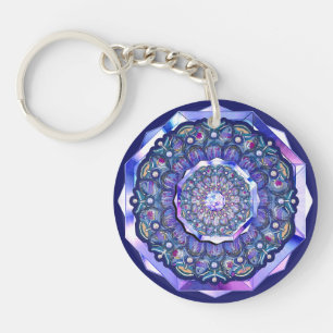 Porte-clefs rosace bleue